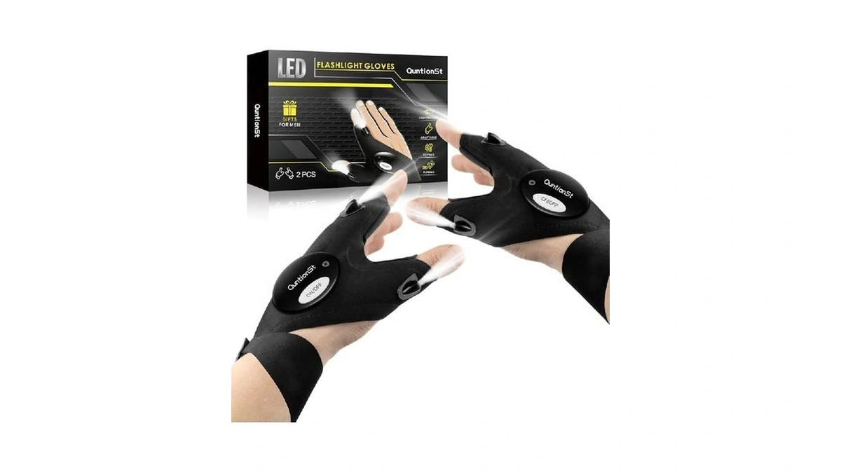 Quntionst Led Flashlight Gloves, Fathers Day Mens Gift For Dad