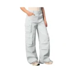 Sangtree Girls High Waist Casual Y2k Wide Leg Cargo Pants,white,13-14