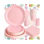 Gudvilla 200 Pcs Baby Pink Plates And Napkins Party Supplies,