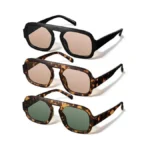 Jatebi 3 Pack Retro Square Aviator Sunglasses Flat Top 70s