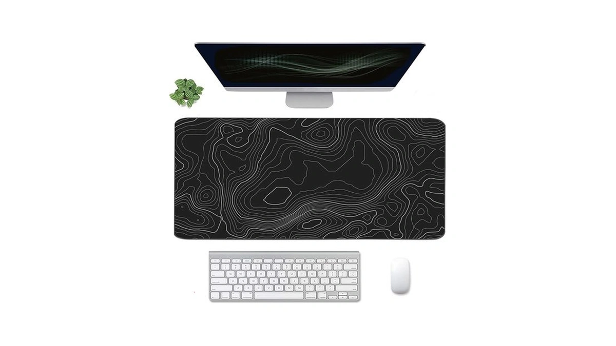 Topographic Mouse Pad, Extended Gaming (35.4x15.7 In), Desk Mat Laptop