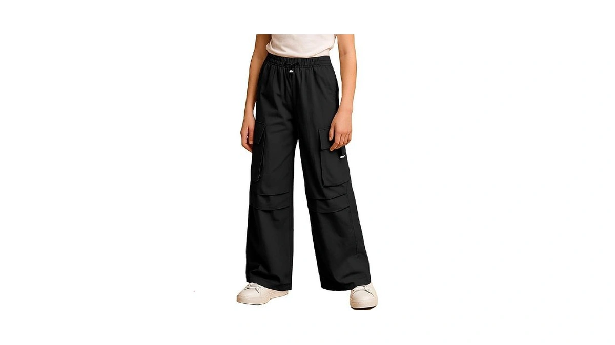 Sangtree Girls Lightweight Cargo Pants High Elastic Waist Loose Street
