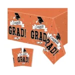 2pcs 2026 Graduation Table Cloths, 108" X 54" Orange Grad