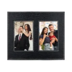 Petcee 4x6 Leather Double Picture Frame - Black Tabletop Display