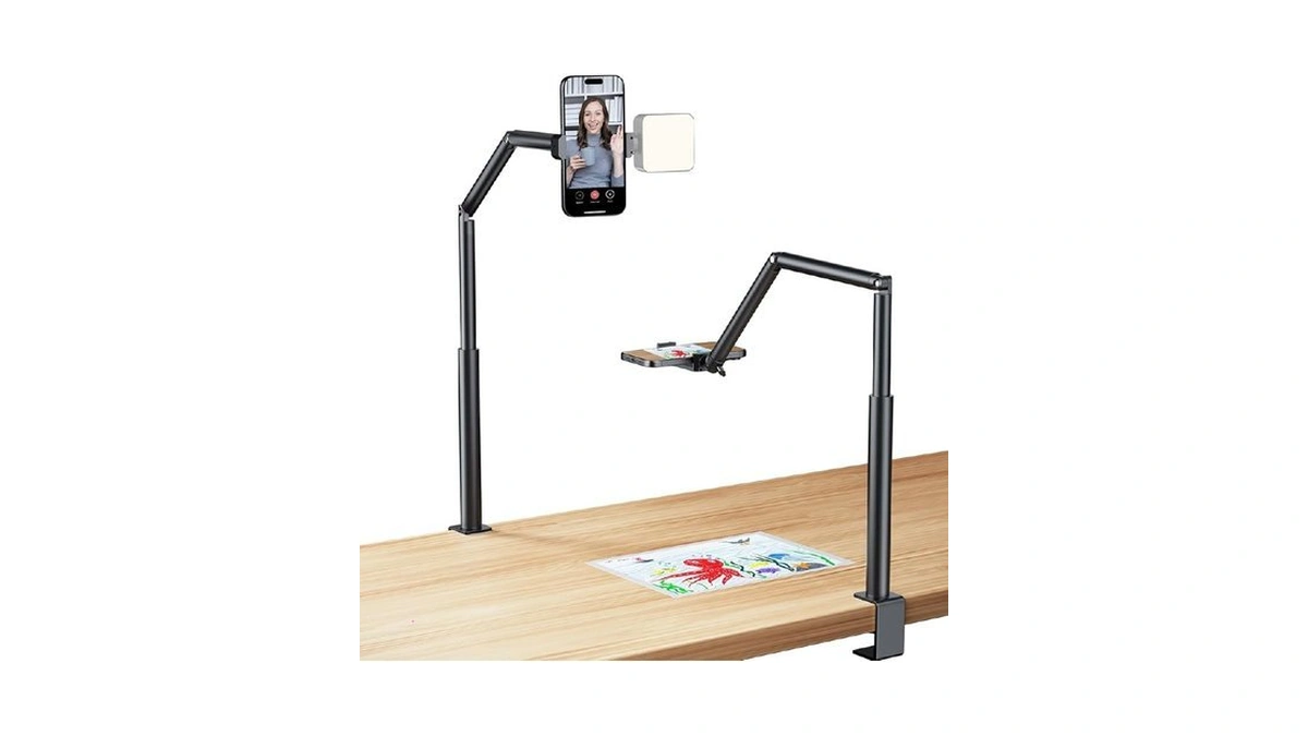 Yohotesion Heavy Duty Overhead Phone Mount, 360° Adjustable Desk Phone