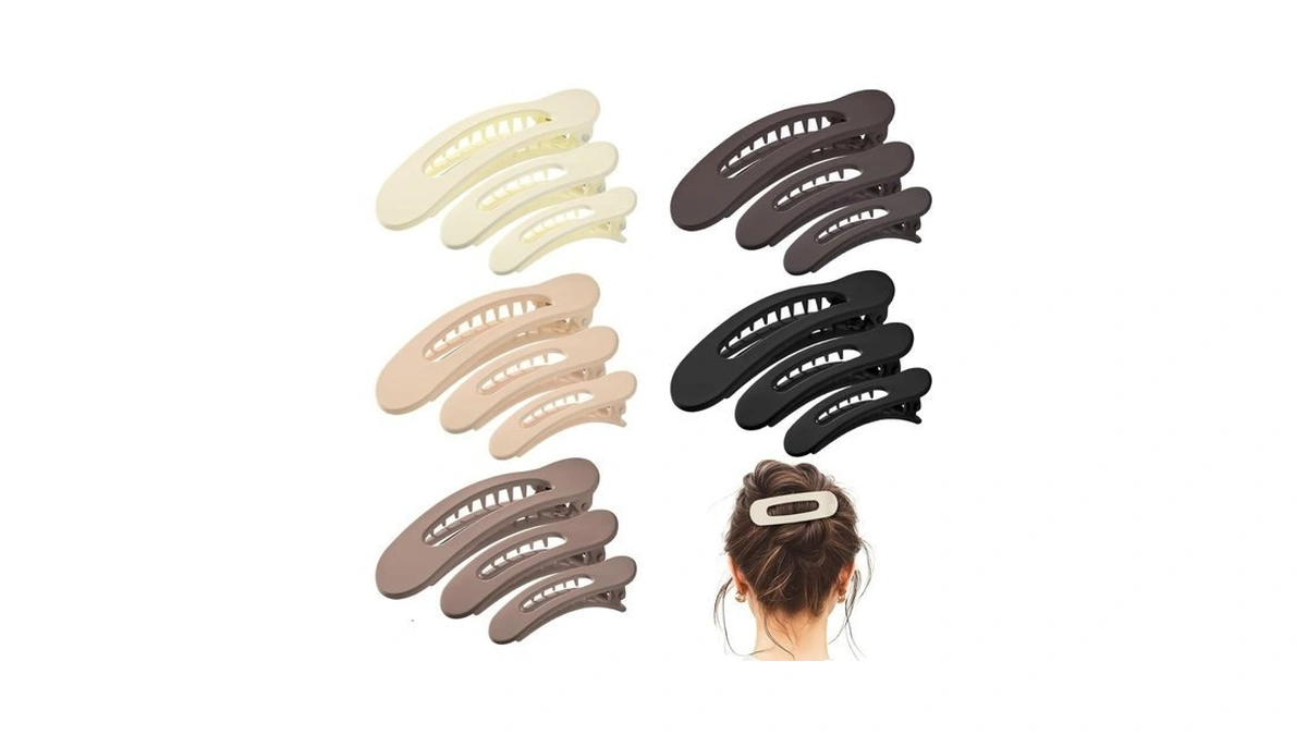 15 Pcs Flat Hair Clips, Neutral Color Flat Claw Clips