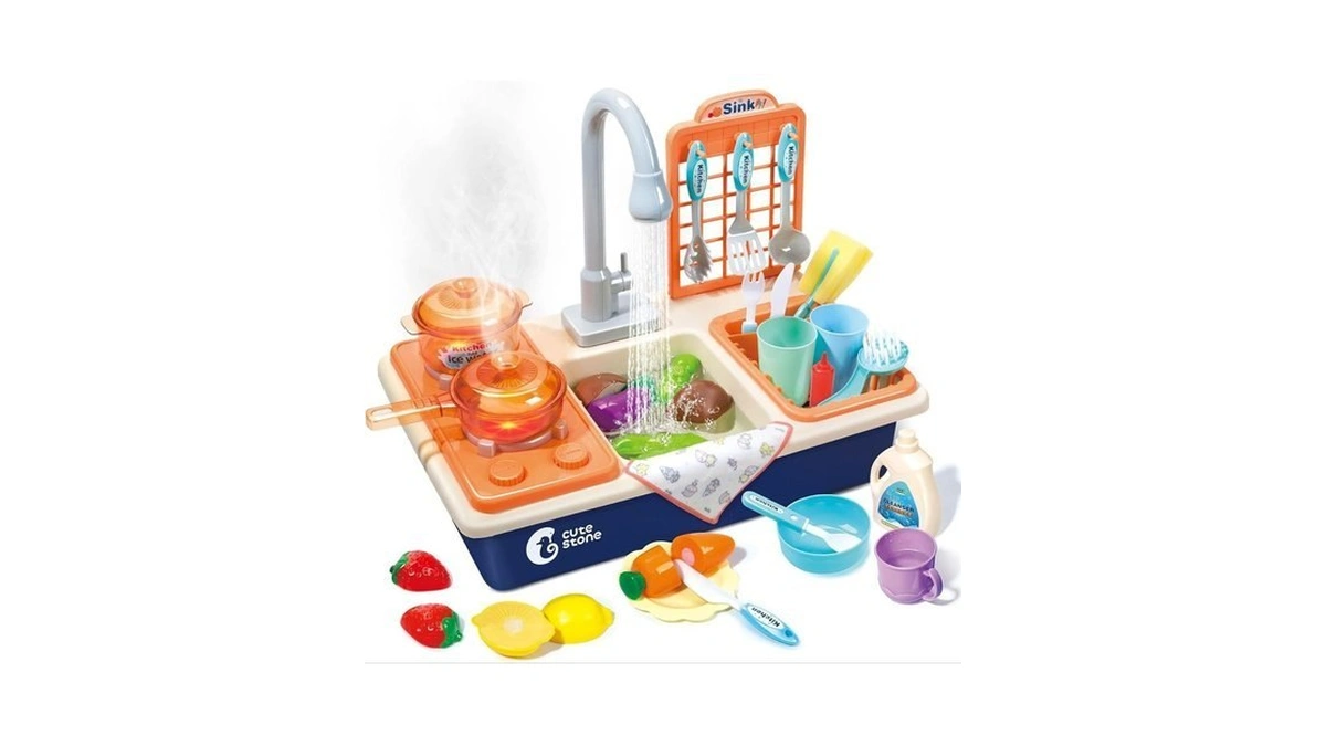 Cute Stone Pretend Play Kitchen Sink Toys With Play Cooking