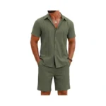 Coofandy Mens Guayabera Shirt And Shorts Set Vacation Shirts Short