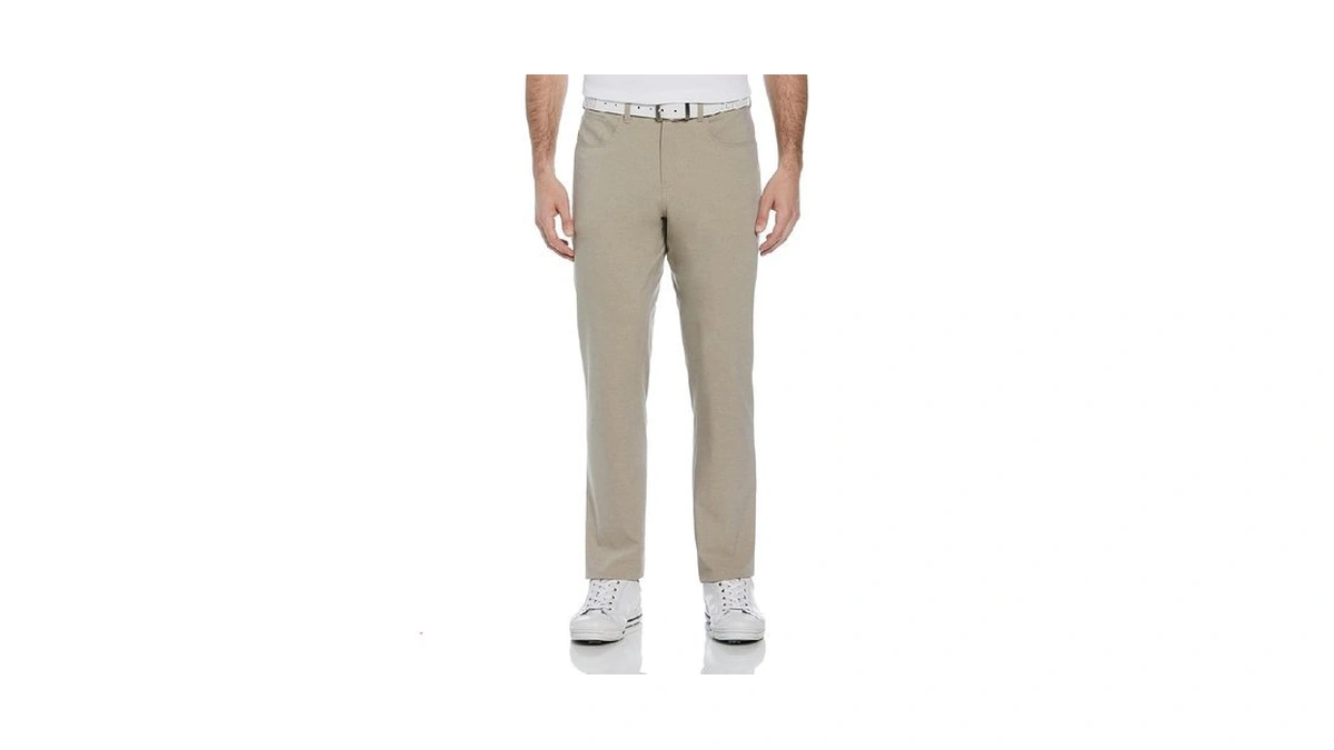 Pga Tour Men's 5 Pocket Heather Golf Pant, Khaki Htr,