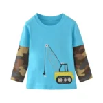 Warmbaby Construction Shirts Boys Kids Long Sleeve T Shirt Blue