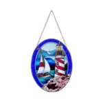Vinsees Pigeon Point Lighthouse Stained Glass Window Hanging, Suncatcher Home