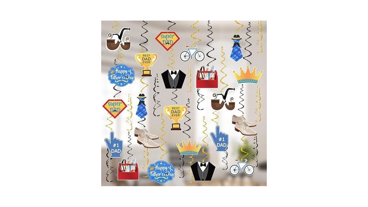 Tifeson Father's Day Decorations Hanging Swirls - 36 Pcs Foil
