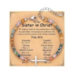 Friendship Gifts Cross Bracelet For Women, Christian Gifts For Sister