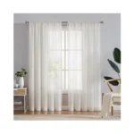 Fmfunctex Linen Sheer Curtains For Bedroom, Beige Curtains 84 Inches