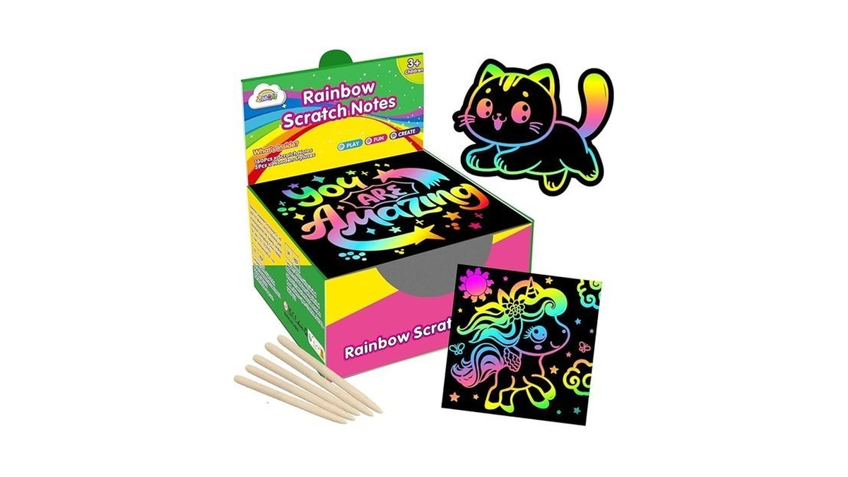 Zmlm 165 Pcs Rainbow Scratch Paper Art Notes - Crafts