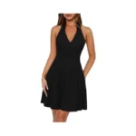 Lazysmile Summer Dresses For Women Sleeveless Halter Lapel V Neck