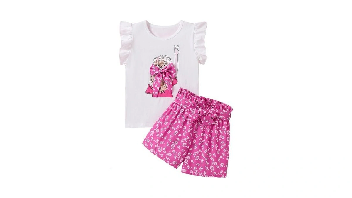 Woleroyir Kids Girls Summer Outfits 2 Piece Casual Ruffle Sleeve