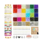 6mm Glass Beads Bracelet Making Kit 1400pcs, 24 Colors Crystal