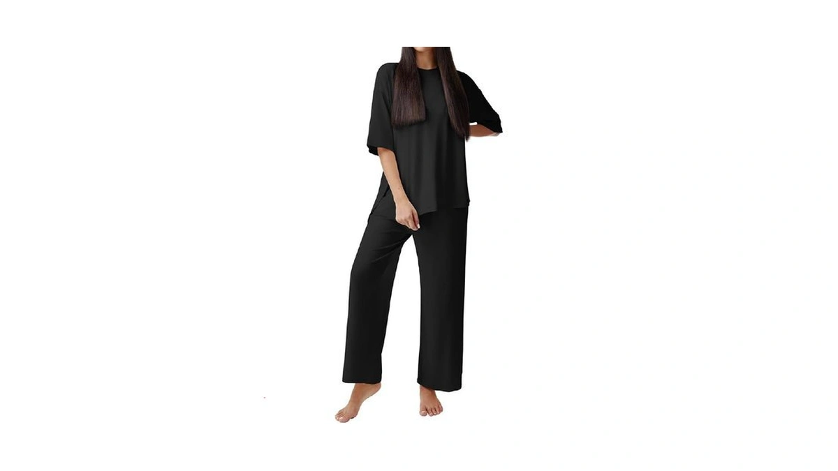 Reoria Womens Fall Lounge Sets Sleepwear Short Sleeve Tops And