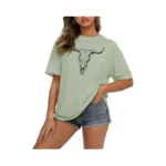 Women's Western Graphic Tee Boho Cow Skull Cowgirl Rodeo Vintage