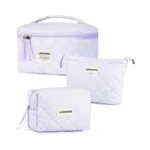 Lodmemo Makeup Bag 3 Pcs Cosmetic Bags For Women, Quilted