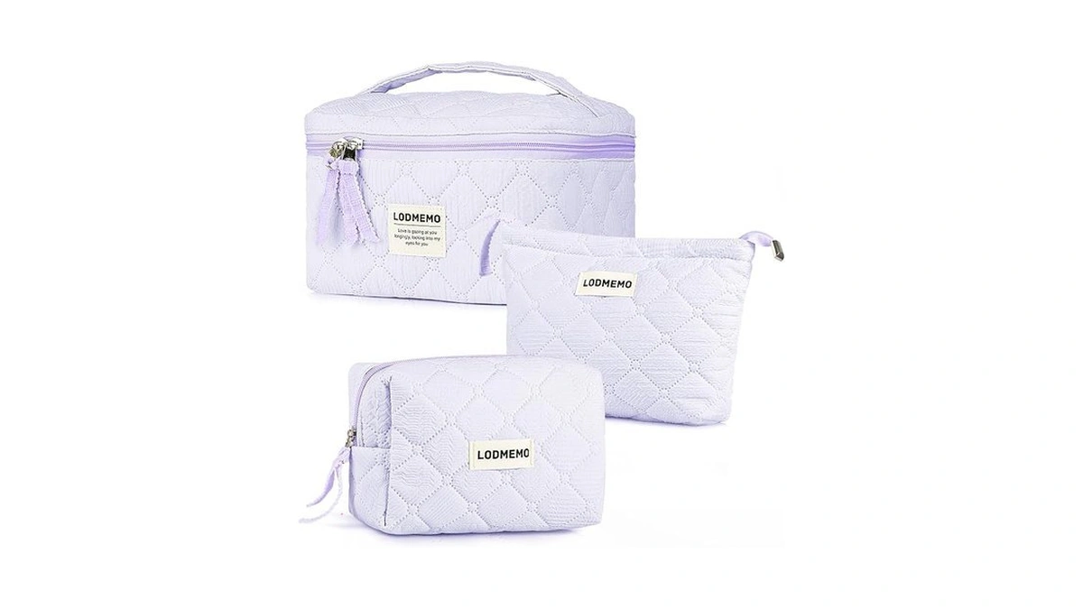 Lodmemo Makeup Bag 3 Pcs Cosmetic Bags For Women, Quilted