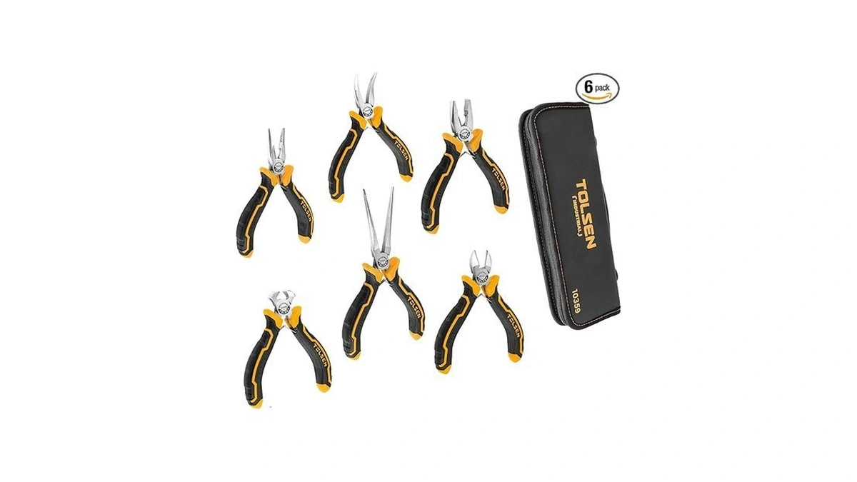 Tolsen 6-piece Mini Pliers Set, Needle Nose, Diagonal, Long Nose,