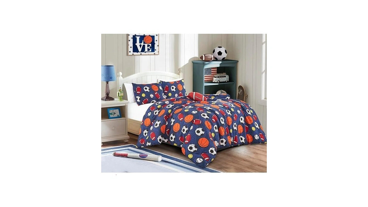 Chezmoi Collection 4-piece Kids Sports Balls Bedding Comforter Set Full/queen