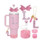 Mity Rain 7pcs Pink Cup Accessories Set For Stanley Cup,