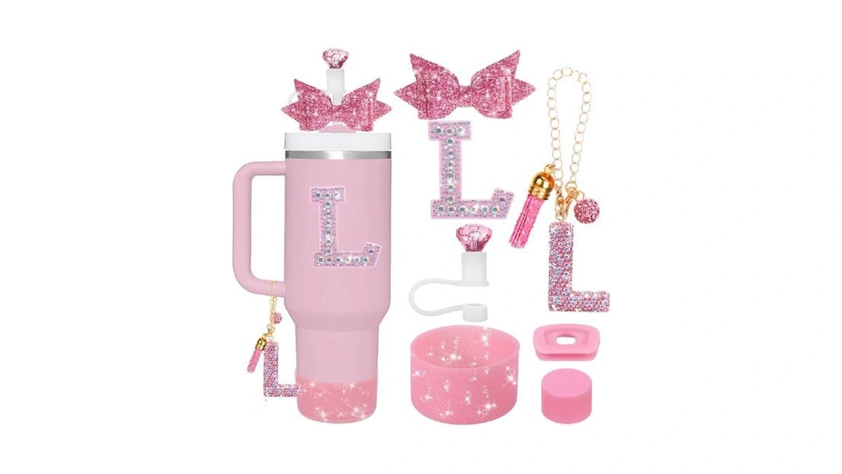 Mity Rain 7pcs Pink Cup Accessories Set For Stanley Cup,