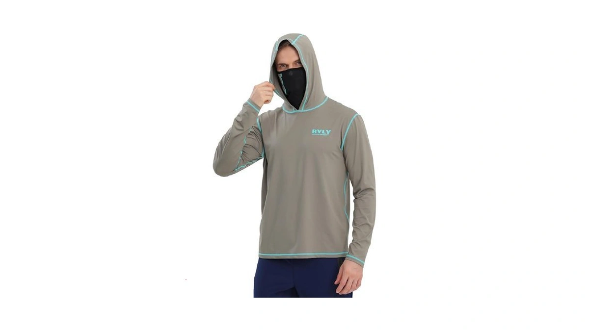 Mens Fishing Shirts,long Sleeve Rash Guard Hooded Shirt With Mask