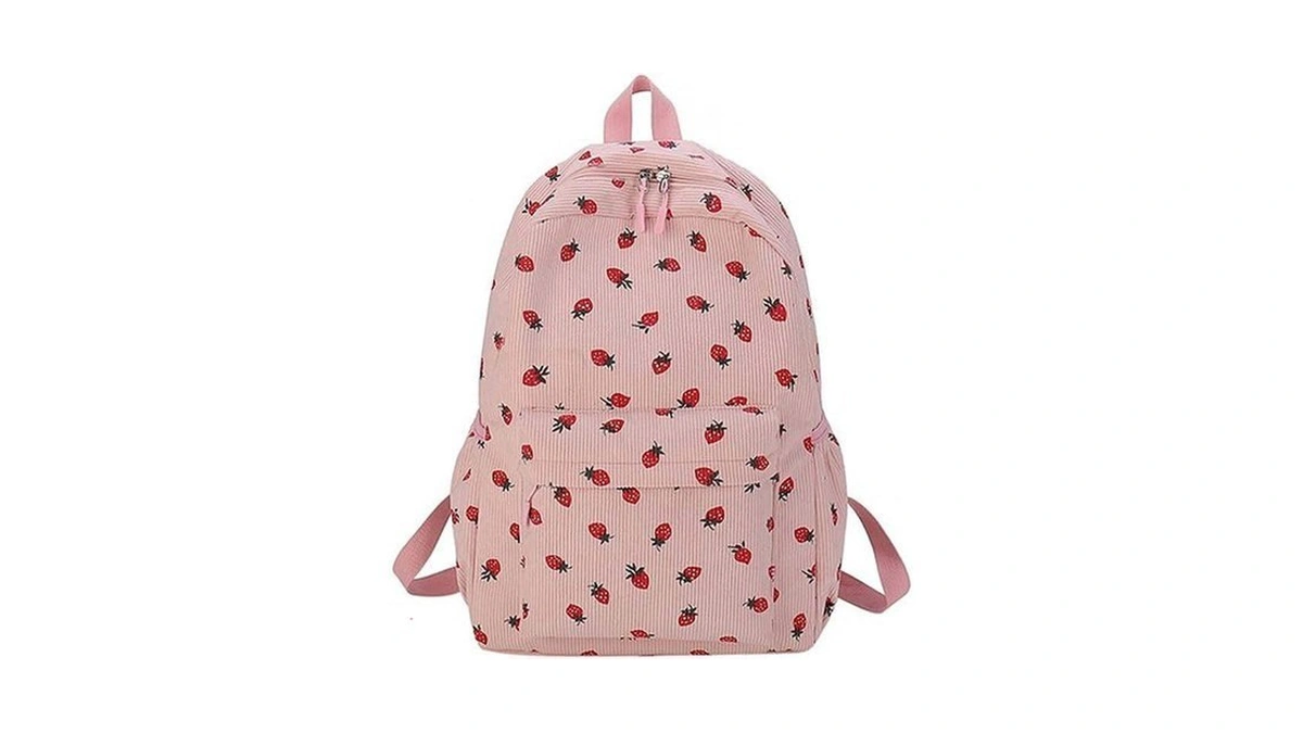 Mininai Women 2026 Cute Aesthetic Backpack Kawaii Strawberry Print Laptop