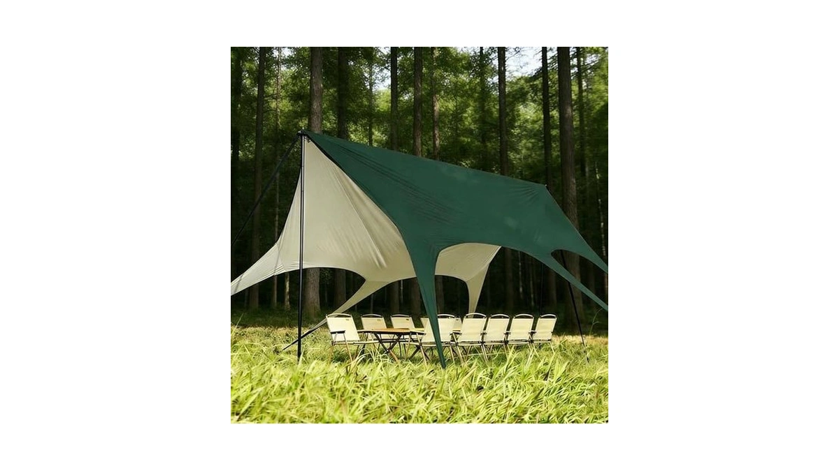 Eolzzi Camping Tarp With Poles, No Rope Tying 2-step Setup,