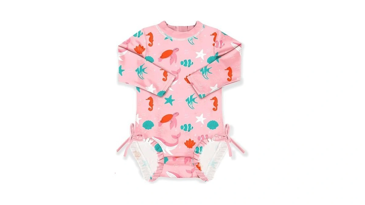 Besserbay Upf 50+ Zip Up Marine Animal Pink Beach Swimwear