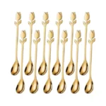 Sgvrpvz Gold Tulip/rose Handle 12-pcs Mini Coffee Spoons Set -