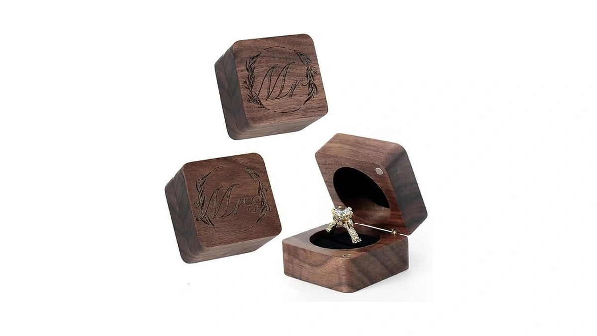 Werpeka Wooden Ring Box For Wedding Ceremony Ring Bearer, Engagement
