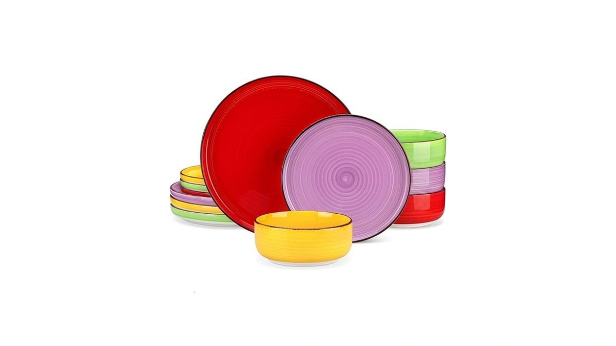 Vancasso Bonita Stoneware Dinnerware Sets, 12 Pieces Dishes Set,polished Round