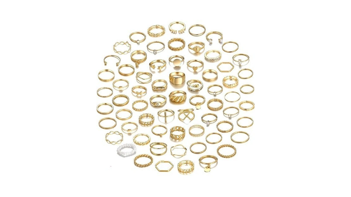 Yeezii 68 Pcs Gold Knuckle Rings Set For Women, Stackable