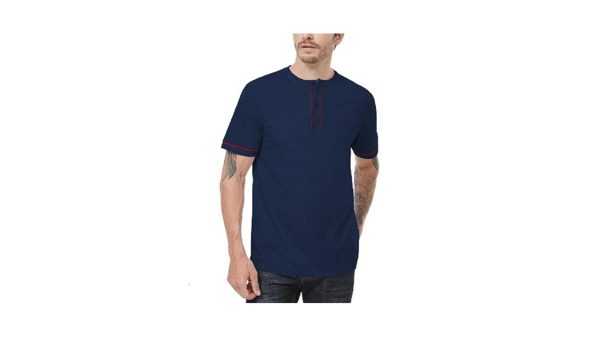 Henley Shirts For Men Short Sleeve Casual Shirt Button Crewneck