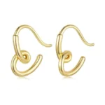 Bisaer 925 Sterling Silver Post Huggie Earrings For Women, 14k