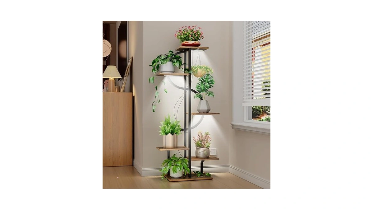 Refgy 6-tier Tall Plant Stand With Hanging Hook, Multi-tiered Vertical