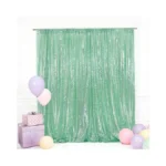 Eternal Beauty Mint Greem Sequin Backdrop, 7x7 Ft Glitter Background