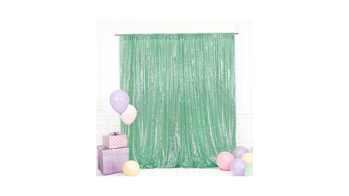 Eternal Beauty Mint Greem Sequin Backdrop, 7x7 Ft Glitter Background