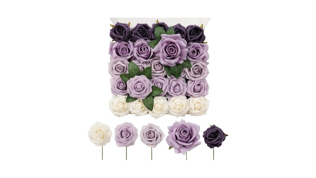 Tinge Time Artificial Flowers 24pcs Real Looking Silk Flowers Fake