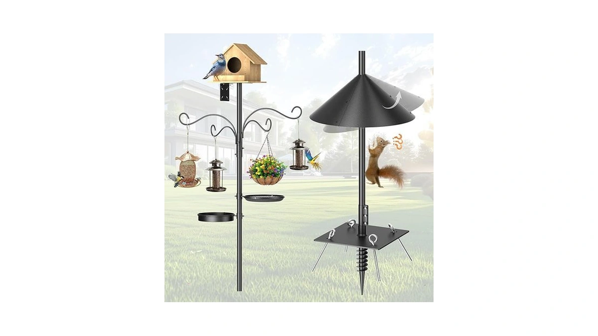 Upgraded Heavy Duty Bird Feeder Pole, 92 Inch Squirrel Proof