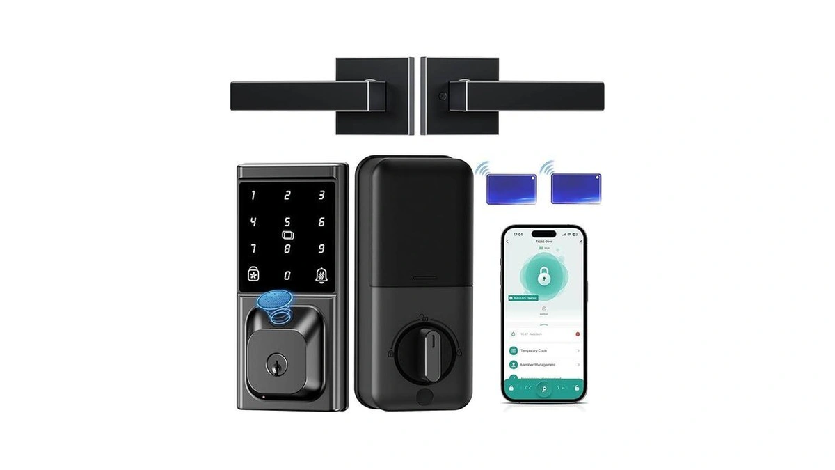 Iblog Smart Deadbolt Lock With 2 Lever Handles, Keyless Entry