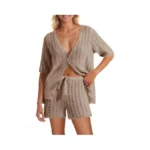 Saodimallsu Womens Crochet 2 Piece Swimsuit Cover Up Short Sleeve