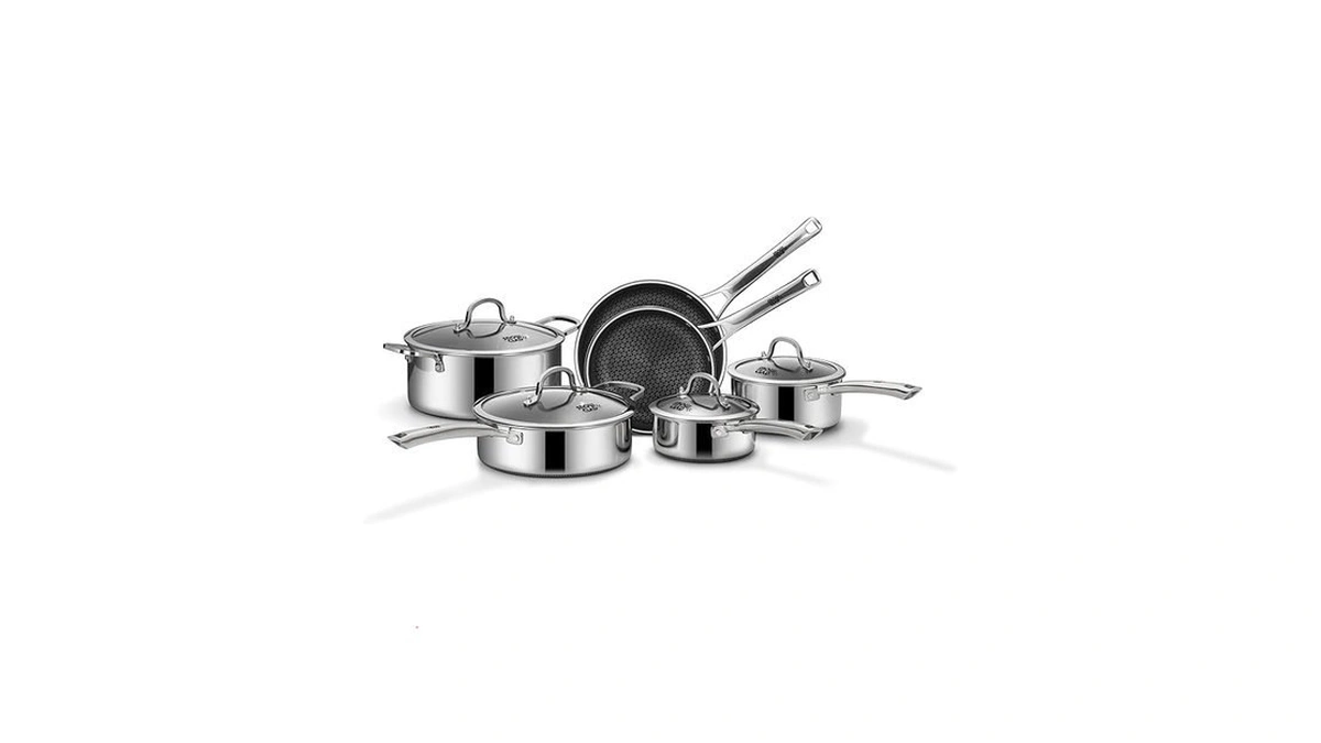 Snowclad Pots And Pans Set Non Stick, 10 Pcs Hybrid