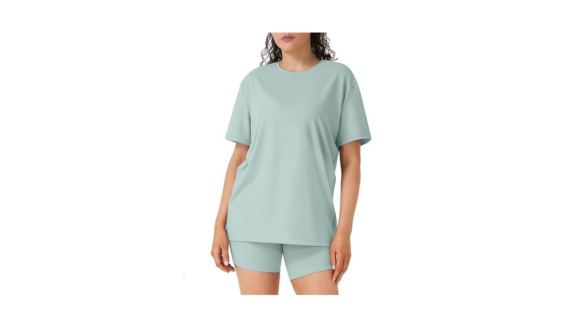 Lulukaka Women's 2 Piece Lounge Sets, Short Sleeve Oversized T-shirts