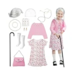 Gleamkid Old Lady Costume For Kids: 100 Days Of School